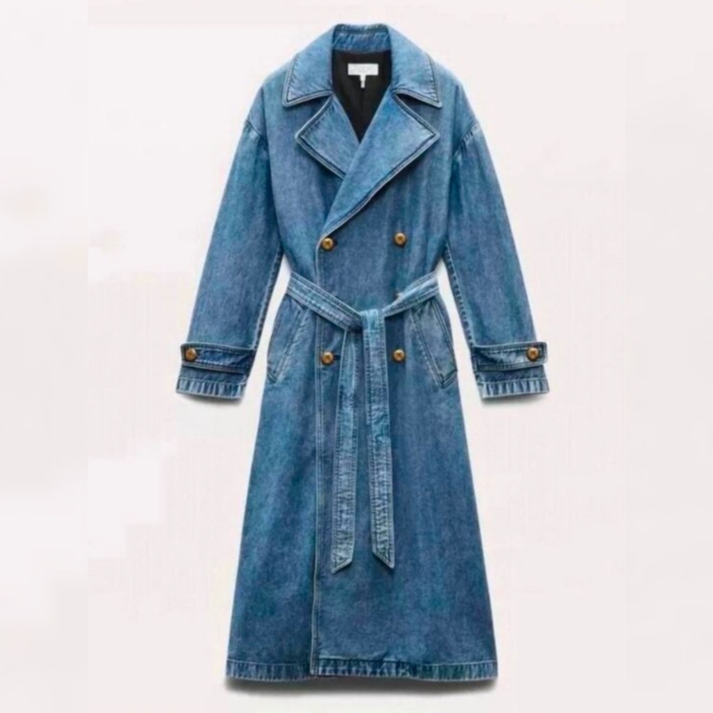 New Rag & Bone - M Women's Beekman Featherwight Alora Denim Trench Coat $598